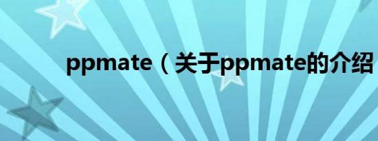 ppmate（关于ppmate的介绍）