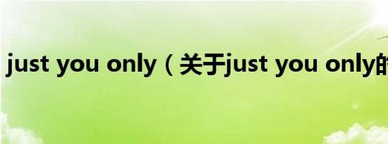 just you only（关于just you only的介绍）