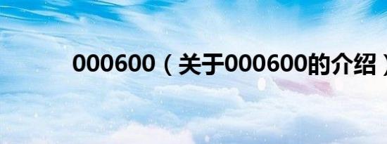 000600（关于000600的介绍）