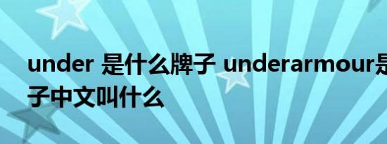 under 是什么牌子 underarmour是什么牌子中文叫什么