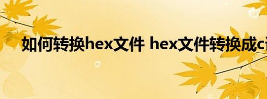 如何转换hex文件 hex文件转换成c语言