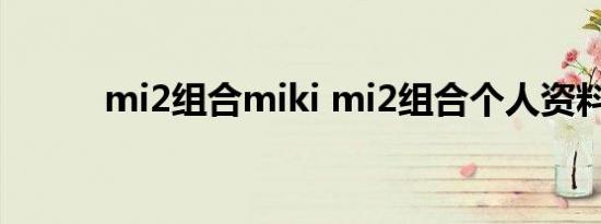 mi2组合miki mi2组合个人资料