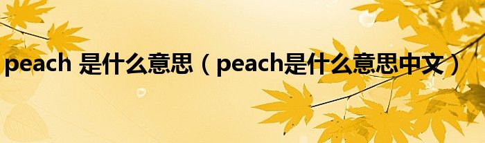 peach 是什么意思（peach是什么意思中文）