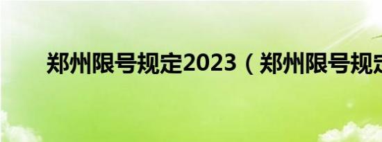 郑州限号规定2023（郑州限号规定）
